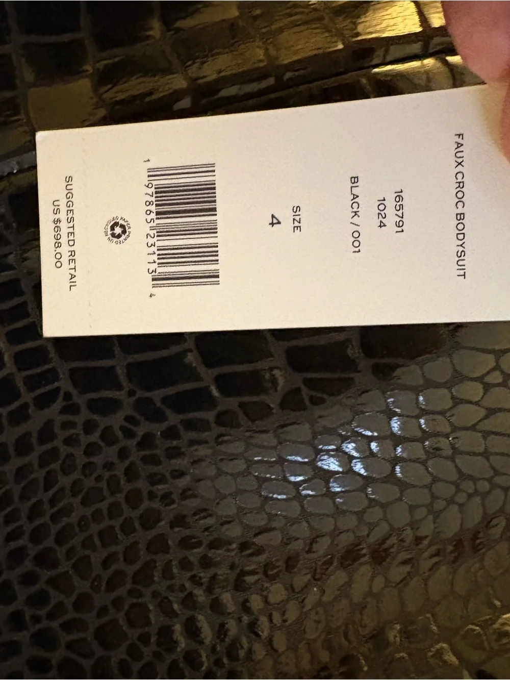 New Tory Burch Faux Croc Bodysuit